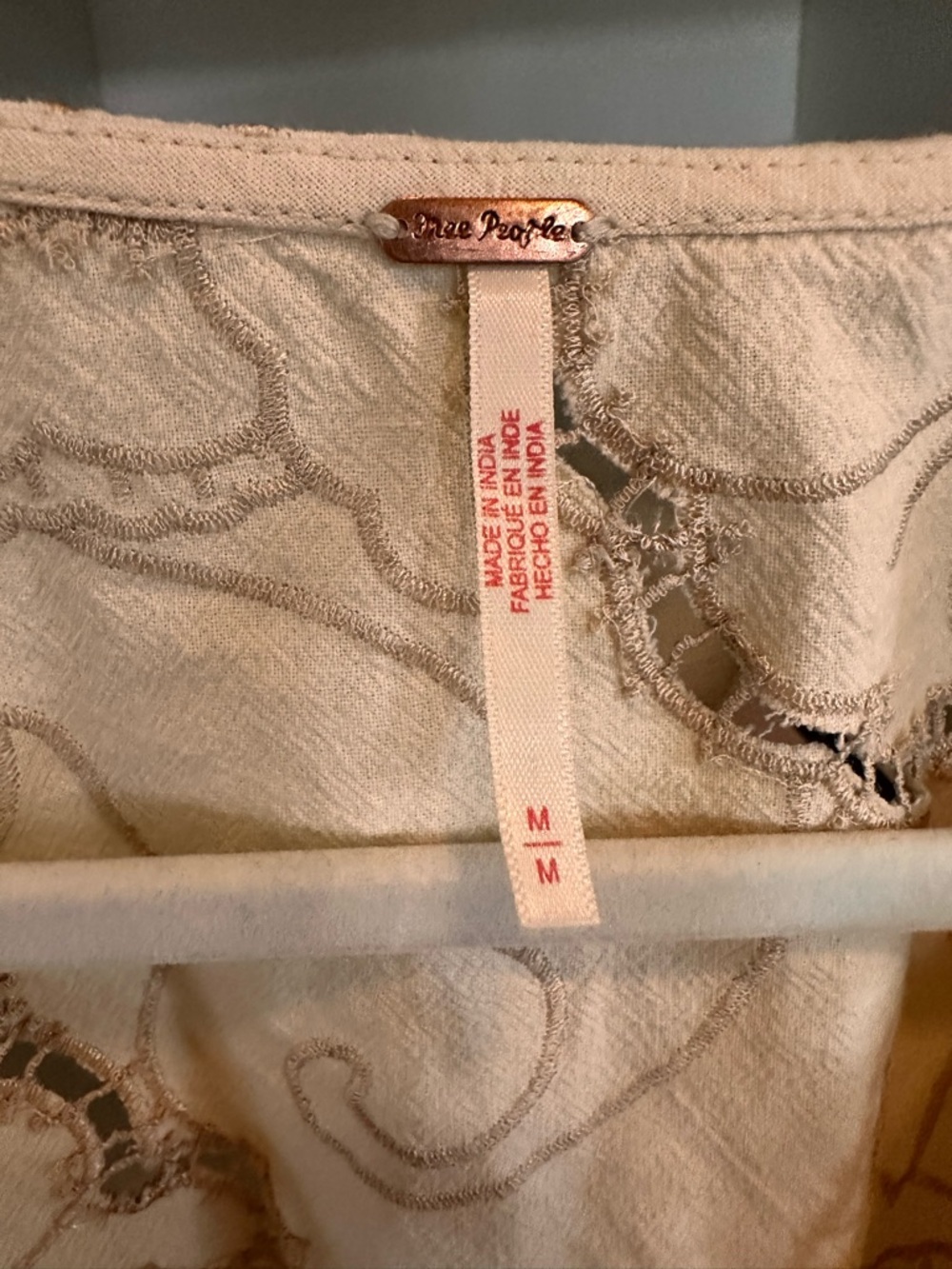 Free People June Cream Embroidered Tie-Front Top - Picture 5 of 5